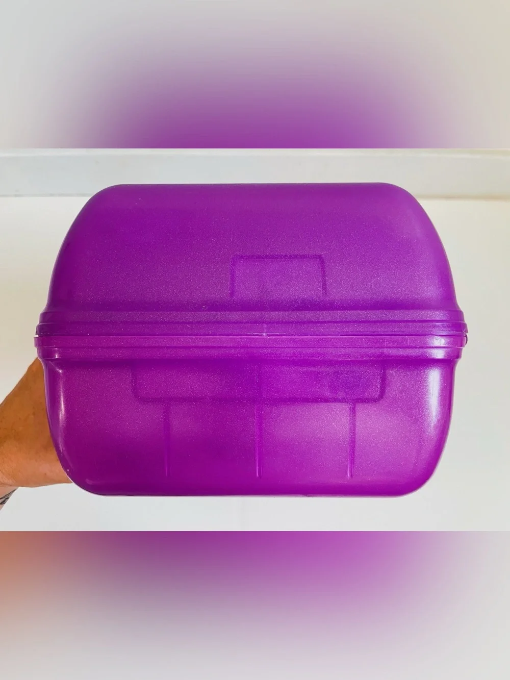 Vintage 90s Retro Caboodles Makeup Case Purple Shimmer Organizer Box Mirror USA